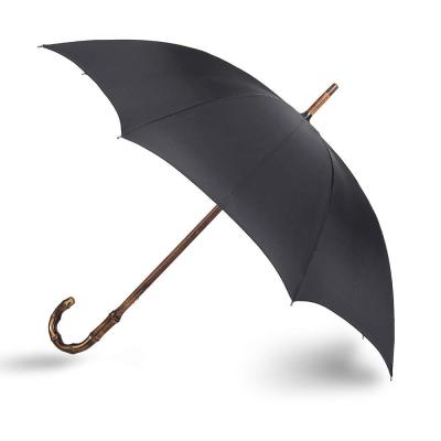 China All in 1 One Piece Bamboo Wooden Umbrella with Classic Black Canopy Handmade in Italy for sale