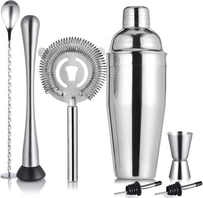 China Simple and Easy Metal Stainless Steel Cocktail Shaker Set Bartender Kit Shaker Tool Kit for sale