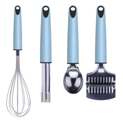 China Hot Selling Unique Design Sustainable In Stock Stainless Steel 4pcs Kitchen Gadget Set With Plastic Handle for sale