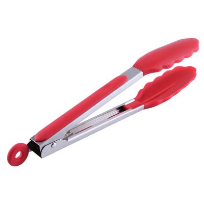 China Viable Silicone Stainless Steel Food Tongs Kitchen BBQ Heat Resistant Cooking Tongs for sale