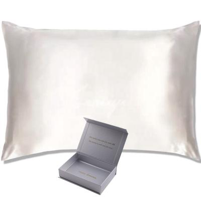 China Anti-static 100% pure silk pillowcase with silver ion luxury silk pillowcase 16/19/22/25mm with gift box for sale