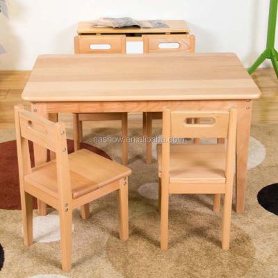 China Plan LMMS-020 Cubby Child Wooden Table New Solid Preschool Furniture High Quality Environmental Beech Materials for sale