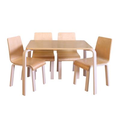 China Nashow LMMS-034 Modern Children Furniture Kids Natural White Table and Chair Kids Table and Wooden Chairs Set for sale