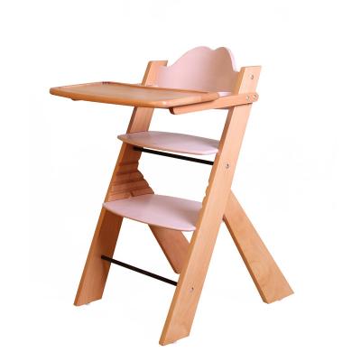 China Nashow LMHC-074 Modern Solid Wood Baby Well-selling Modern Natural White Wooden Highchair New for sale