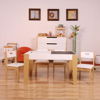 China Nashow LMMS-012 New Design Modern Natural White Wooden Kids Activity Table And Chairs Solid Wood for sale