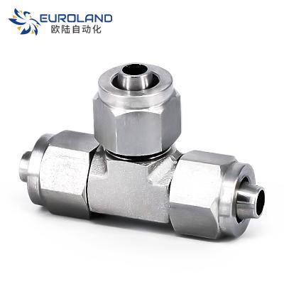 China 304/316 304/316 stainless steel stainless steel tee push pipe fitting connector, tube quick joint for sale