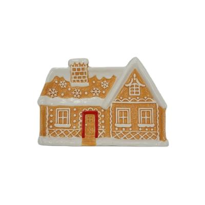 China 3 D Xmas Christmas House Shape 5 Ceramic BSCI SEDEX Designs Audited For 2022 Market Wholesale Retail Serving Dish For Parties Platter for sale