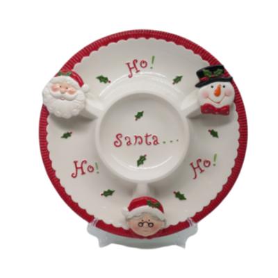 China Sustainable Christmas Gifts Snowman Shaped Ceramic Dish for sale