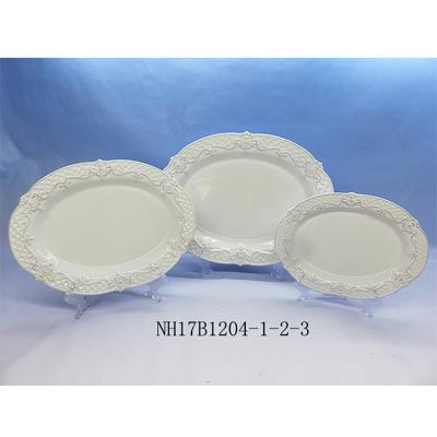 China Wholesale Disposable Ceramic Dish Dishes, Oval Design Flower Shape, Restaurant Hotel Used Salad/Dessert/Soup/Dinner Dishes for sale