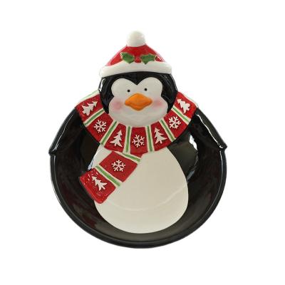 China Factory direct sale Europe Christmas Santa decoration penguin double bowl handmade art wholesale hot supply eco-friendly manufacturer for sale