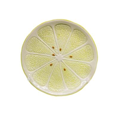 China Microwaveable Lemon Design Personalized Microwaveable Size Food Grade Handmade Yellow Dish Fruit Shape Round Dish for sale