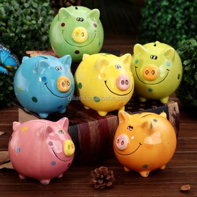 China Magic Phone Booth for Money Creative Colorful Cute Children's Ceramic Pig Coin Bank for sale