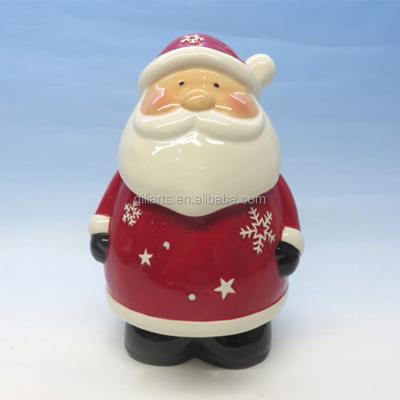 China Sustainable Christmas Large Ceramic Santa Claus Cookie Jar Candy Jar for sale