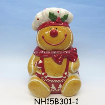 China Wholesale Dolomite Gingerbread Man Hat Santa Claus Cookie Jar for sale