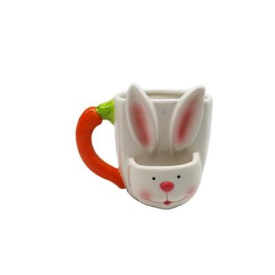 China Europe Easter Home Decoration Rabbit Pocket Cup Maker Ceramic Eco-friendly Handmade Art Customized Wholesale Hot Sale for sale