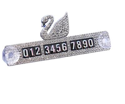 China Eco-friendly Indoor Number Rhinestone Card Car Phone Accessories Car Temporary Parking Card for sale