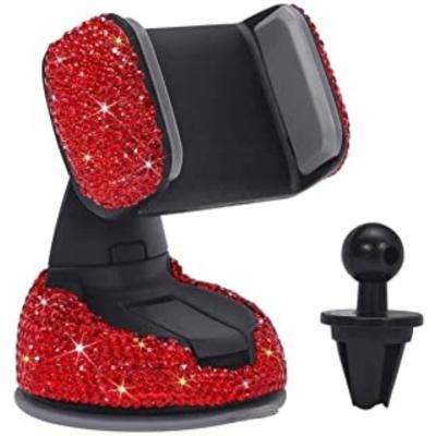 China Luxury Eco-friendly Bling Rhinestone Diamond Bling Universal Car Air Vent Mount Stand Phone Holder for sale