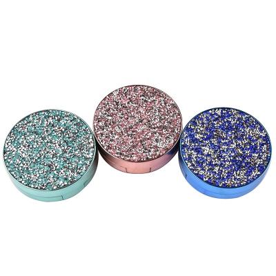 China Durable New Arrival Colorful Contact Lenses Cases Bulk Luxury Fashion Bling Rhinestone Travel Box Container Case With Mirror for sale