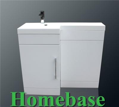 China Modern high gloss white PU finished floorstanding bathroom vanity with WC toliet cabinet for sale