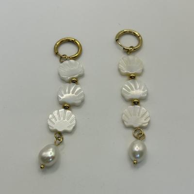 China Beach Wind Hot Process 18k Plated Ring Earrings White Dangling Ring Opal Earrings Bead Earrings for sale