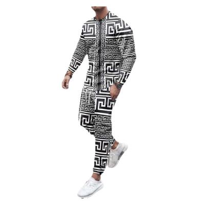 China 2021 Breathable Wholesale Sweated Sports Wear Suits Pattern Printed Casual Long Sleeved 3D Men's Fashion Suit for sale