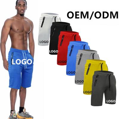 China Anti-Wrinkle Wholesale OEM ODM Custom Men's Sports Leisure Cotton Mid Waist Drawstring Fitness Running Loose Shorts for sale