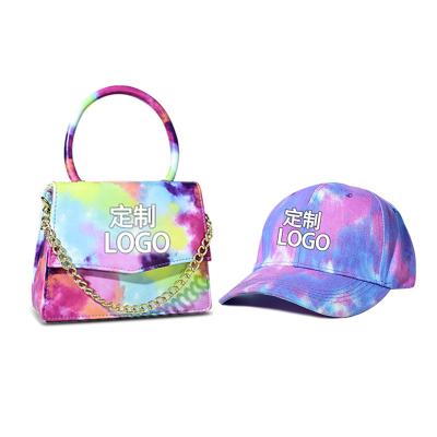 China Fashion women handbag tie-dye pattern bags night entertainment clutch bag OEM ODM logo hat two-piece suit for sale