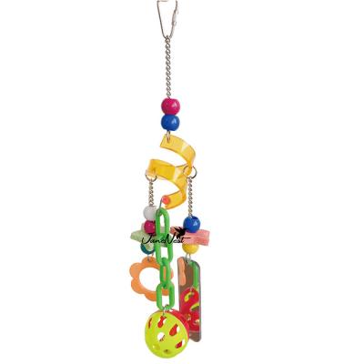 China Superior Viable Acrylic Parrot Toy Acrylic Bird Spiral Toy with Mirror and Plastic Ball and Bird Calcium Treats for sale