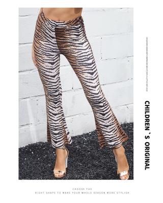 China New autumn winter anti-pilling style printed slim pants ladies flare formal trousers for sale