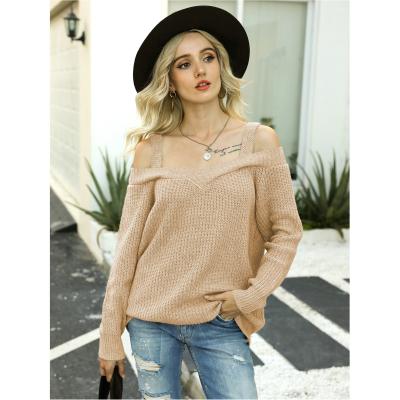 China New Autumn Winter Solid Color Fashion Anti-wrinkle 2021 Elegance Women's Off Shoulder Sweater for sale