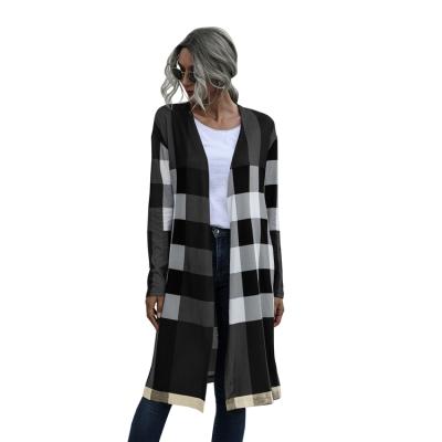 China Factory purchase anti-shrink design plaid long ladies cardigan women fashion jackets product jacket for sale