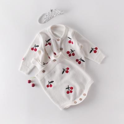 China 2pieces Baby Toddler Clothing Anti-Shrink Embroidery Girls Kids Style Fashion Knitted Sweater Cardigan Set for sale