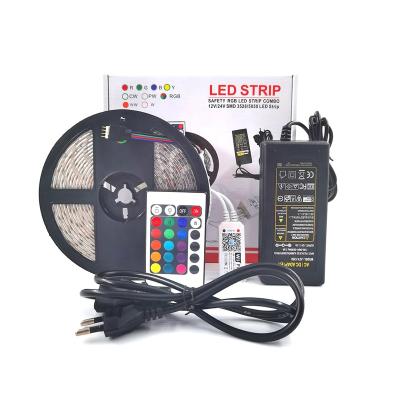 China LANDSCAPE IP20 24 WIFI 5050 5M 150LED 12V RGB LED Head Remote Control Strip with Power Adapter for sale