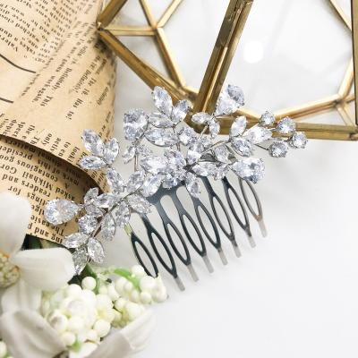 China GS0089 Elegant Bridal Wedding Headdress Copper Rhinestone Bridal Hair Accessories Comb for sale