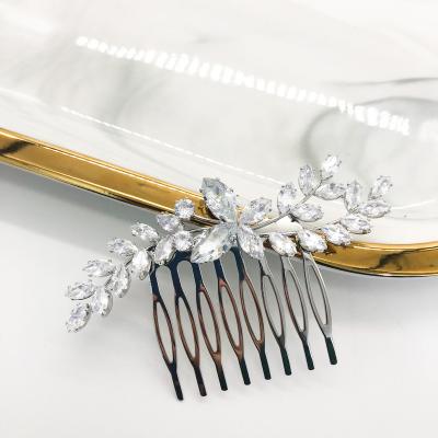 China New Aolly+Zircon Design Leaf Shape Zircon GS0082 Big Wedding Hair Accessories Hair Comb for sale