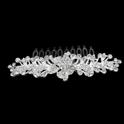 China Bridal Hair Comb SG0671 Silver Bling Rhinestone Crystal Alloy Pageant Communion Crystal Tiara Hair Comb for Bride and Bridesmaids for sale