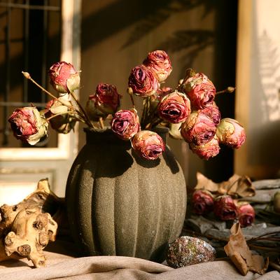 China Beautiful Colorful Artificial Three Headed Rose With Burnt Edge For Hotel Wedding Party Garden Decoration Home Flowers for sale