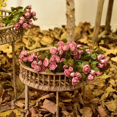 China Colorful and high quality beautiful artificial flower colorful artificial roses with carbonized lace are used for home and wedding decoration for sale