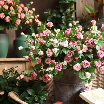 China Fashional Artificial Flowers Factory Wholesale High Quality High Simulation Milan Rose Suitable For Stage Home Wedding Decoration for sale