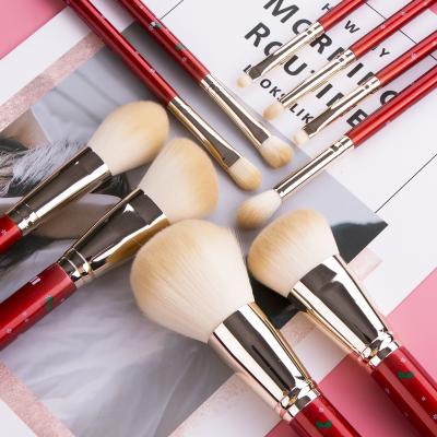 China Angular Blush HZM New Arrival Red Hair Vegan Makeup Brush Set Professional Private Label for sale