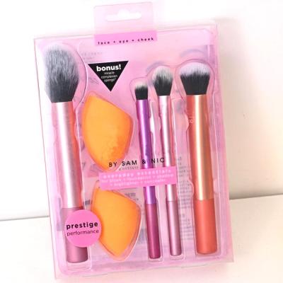 China Angular Blush HZM Hot Sales 1/3/4 Piece Custom Make Up Brushes Sponges Makeup Brush Set for sale