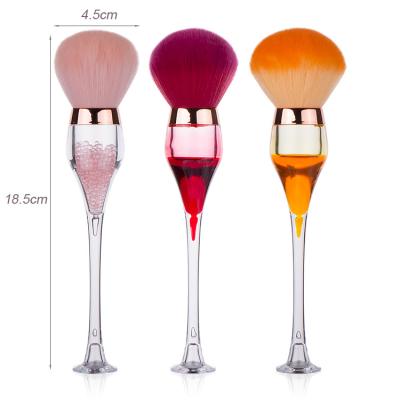 China Angular Blush 2021 HZM Hot Selling Red Wine Powder Single Glass Design Best Quality New Large Loose Face Brushes Customized for sale