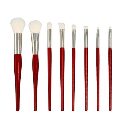 China Angular Blush HZM Wholesale Red Makeup Brush Set Professional Makeup Brush 8 PCS Eye Makeup Brush For Professional for sale