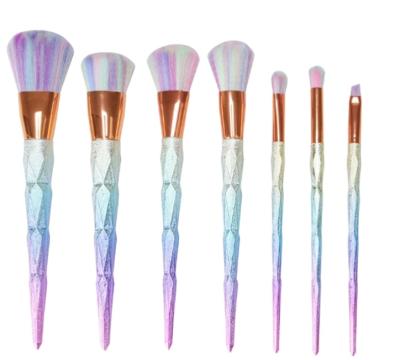 China Angular Blush HZM Professional Makeup Brushes 7 Pcs/Set Crystal Diamond Makeup Brush Set With Glitter Bag for sale