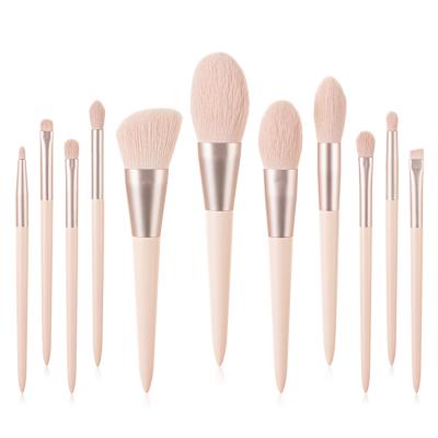 China Angular Blush HZM 2021 Hot Sale Makeup Brushes Private Label Normal Size 11 Pieces Blush Powder Foundation Makeup Brush Set for sale