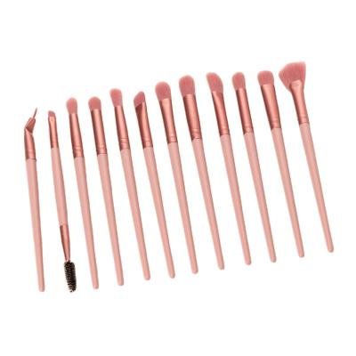 China Angular Blush Pink Logo Travel Makeup Brush Custom Size HZM Vegan Eye Makeup Brush Set 12 PCS Private Label Kit for sale