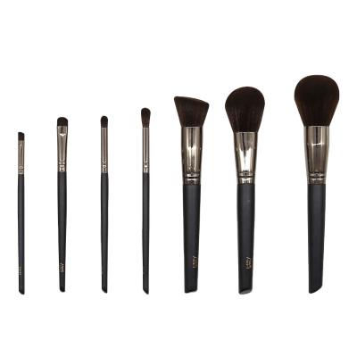 China Angular Blush HZM Vegan Black Makeup Brushes Private Label Logo Professional Luxury Makeup Brush Custom Kit 7pcs for sale