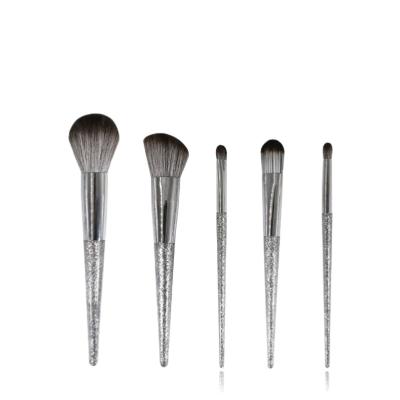 China Angular Blush HZM Wholesale Makeup Brushes Private Label Crystal Logo Professional Makeup Brush Kit Custom Makeup Brush Set 5pcs for sale