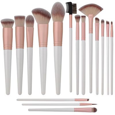 China Angular Blush HZM Custom Professional Synthetic Makeup Brush Set 16Pcs Cosmetic Brushes White Private Label for sale