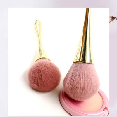 China Angular Blush HZM Custom Brand Private Label Makeup Brush Logo Makeup Brush Professional Luxury Single Powder Brush Gold for sale